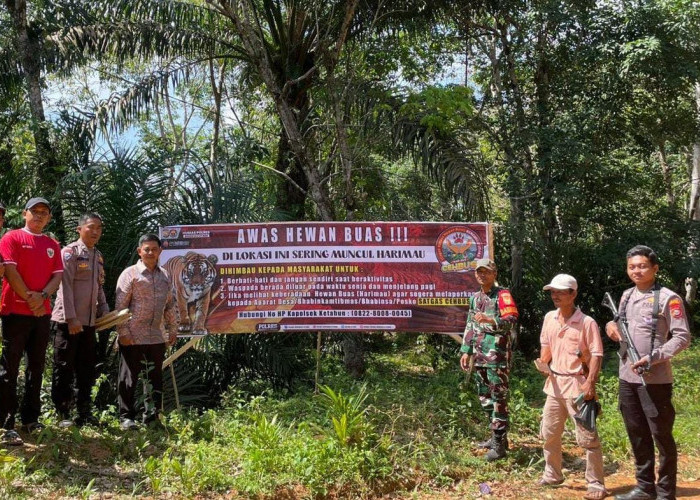 Sambil Menunggu Tindakan Lebih Lanjut, Polri-TNI Pasang Spanduk Himbauan di Areal Rawan Hewan Buas