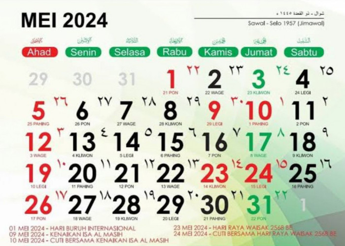 Kemasi Barangmu, Banyak Tanggal Merah di Bulan Mei 2024, Ini Daftar Selengkapnya