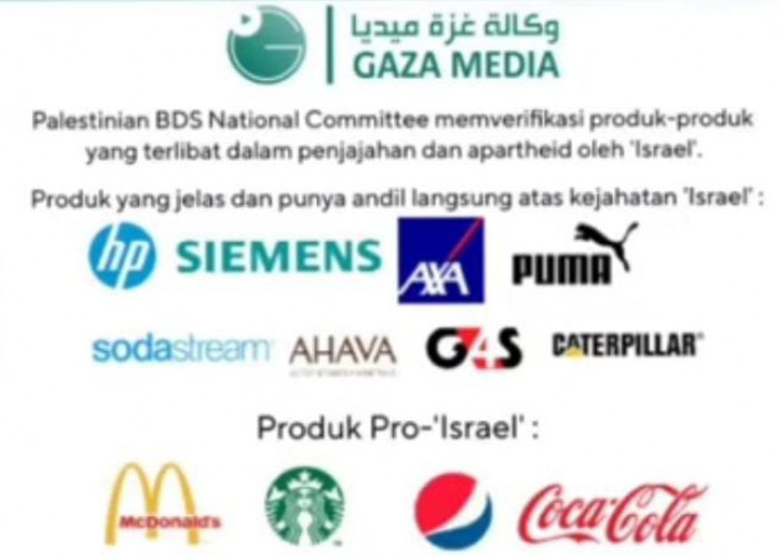 Media Gaza Sebut Daftar Produk yang Pendukung Israel, Tenyata Banyak Brand Terkenal