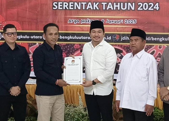 KPU Resmi Tetapkan Paslon Arie-Sumarno sebagai Bupati dan Wabup Terpilih Bengkulu Utara 